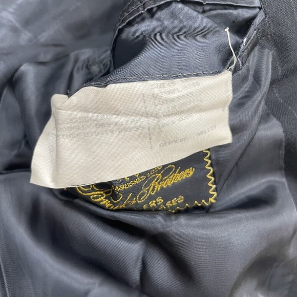 Brooks Brothers Makers Brooksease Pinstripe Blazer Jacket Sz 45 Long Black Wool - Picture 9 of 9